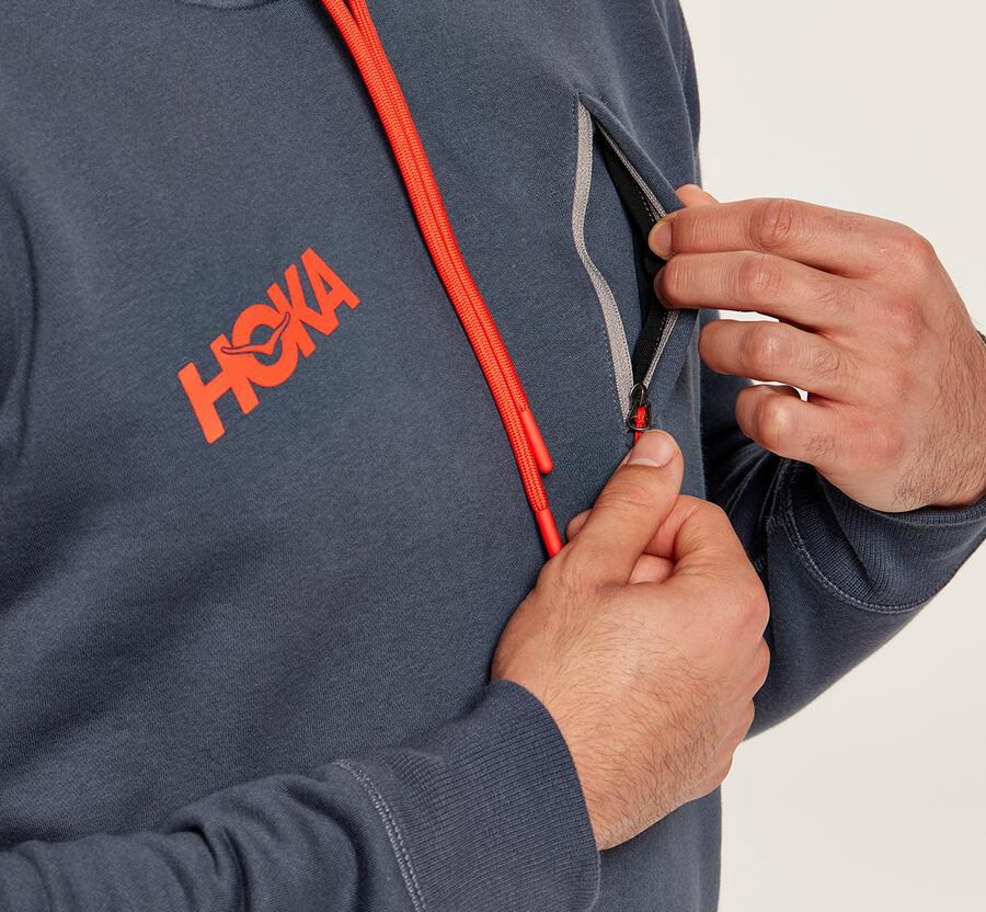 Hoka One One Hoodie Heren - Performance - Blauw - UY6845931